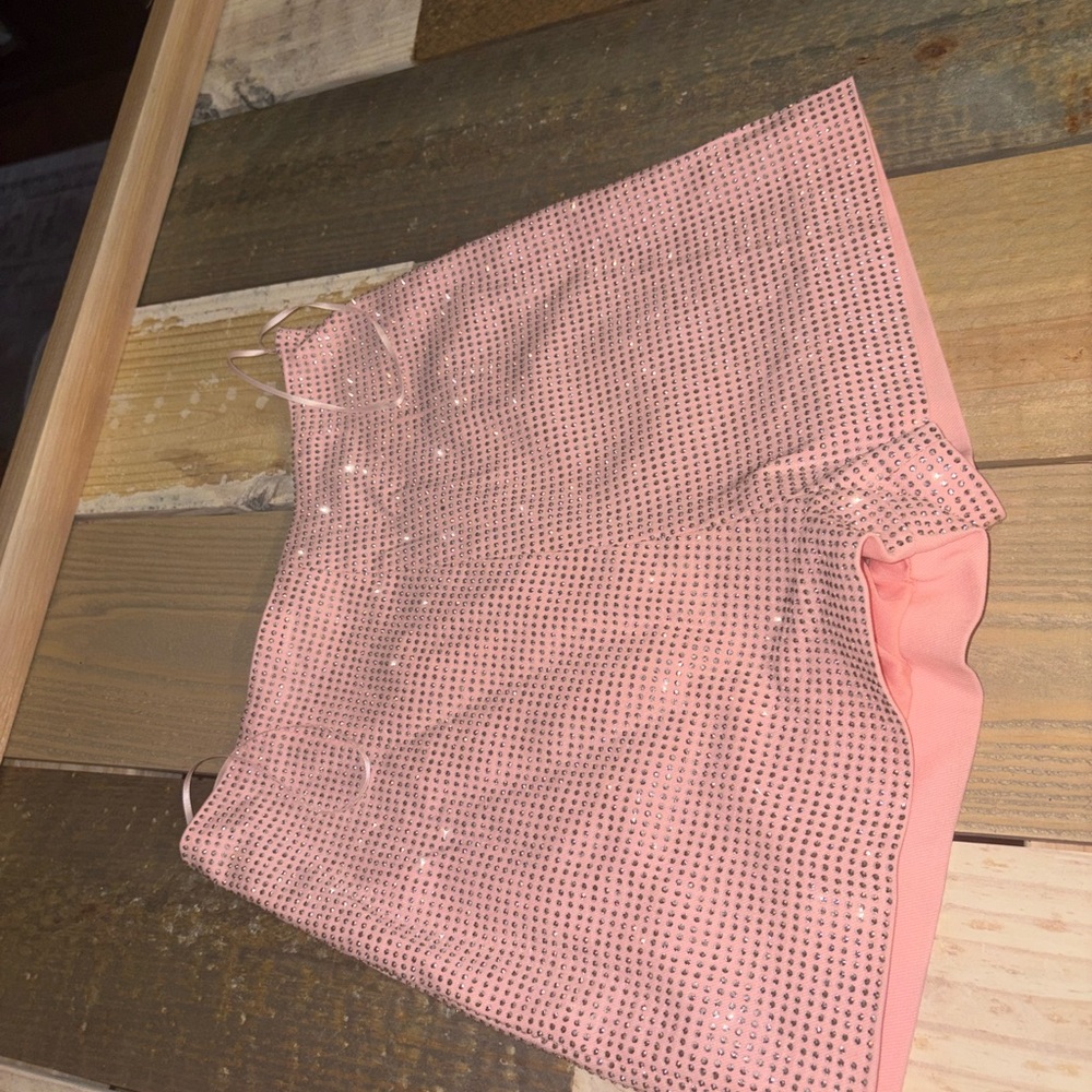 Pink Rhinestone Embellished Shorts - Picture 2 of 2
